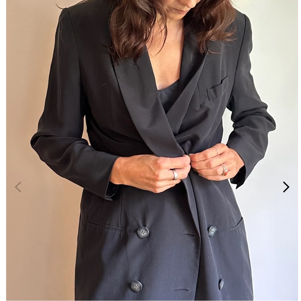 Vtg Hugo Buscati Milano Black Embroidered Blazer Jacket Size 6